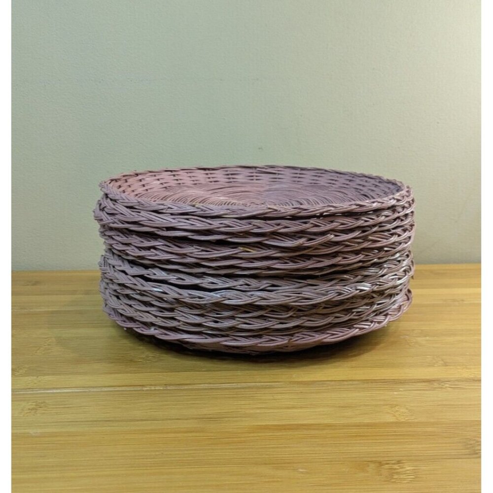Vintage Woven Basket Plate Holders Lavender Set Of 12‎ 10" Diameter